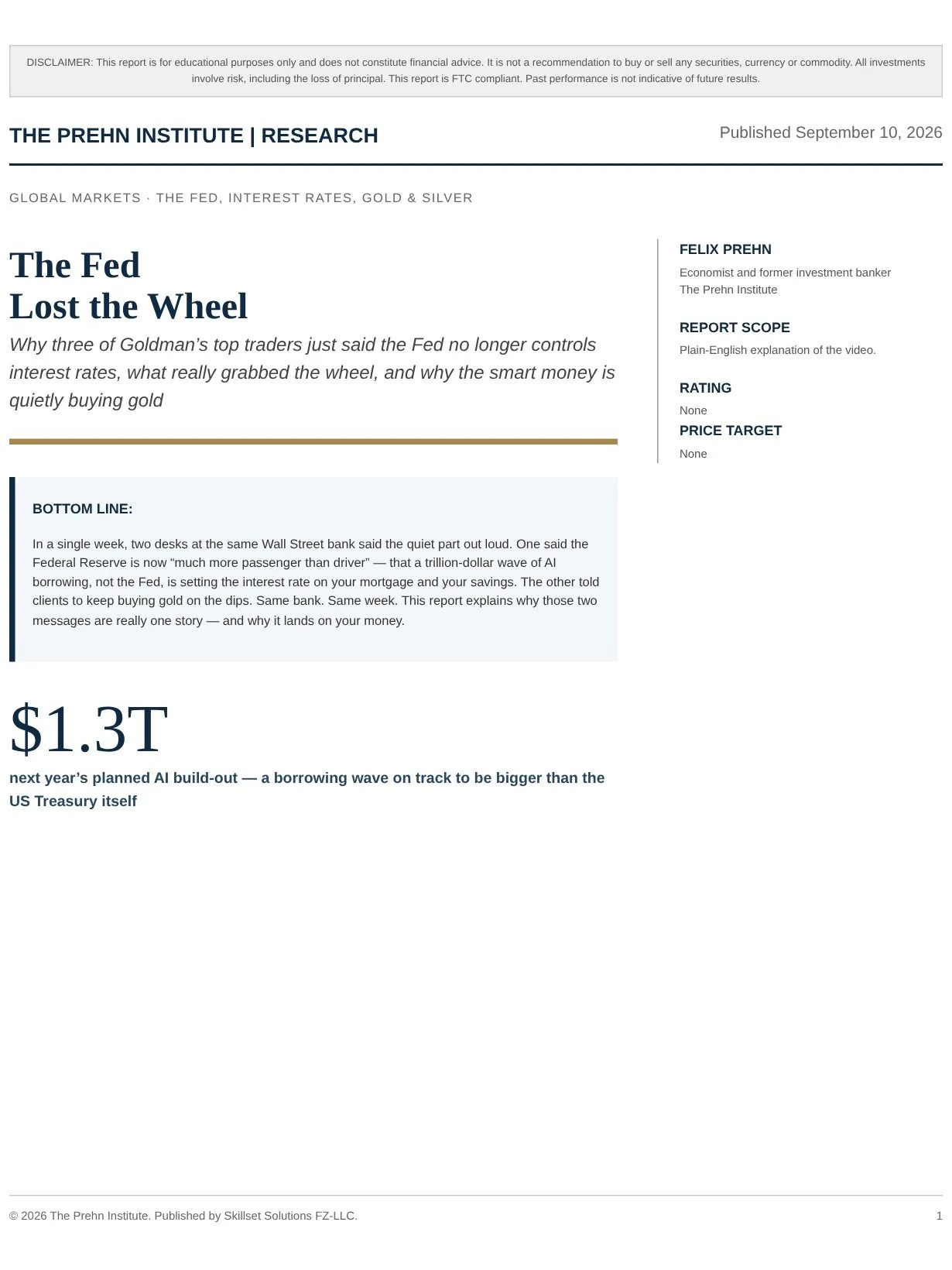 Cover of The Fed Lost the Wheel