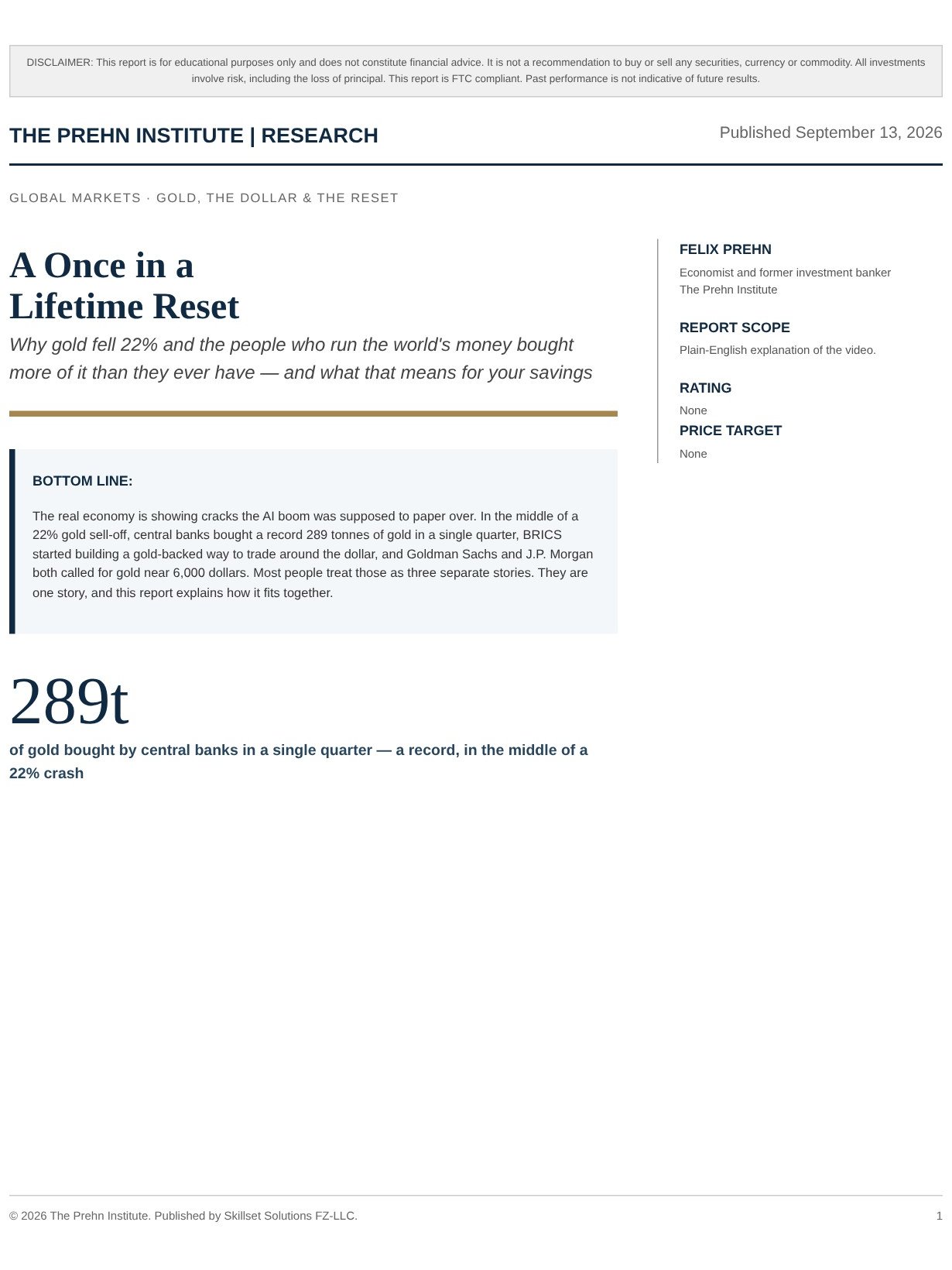 Cover of A Once in a Lifetime Reset