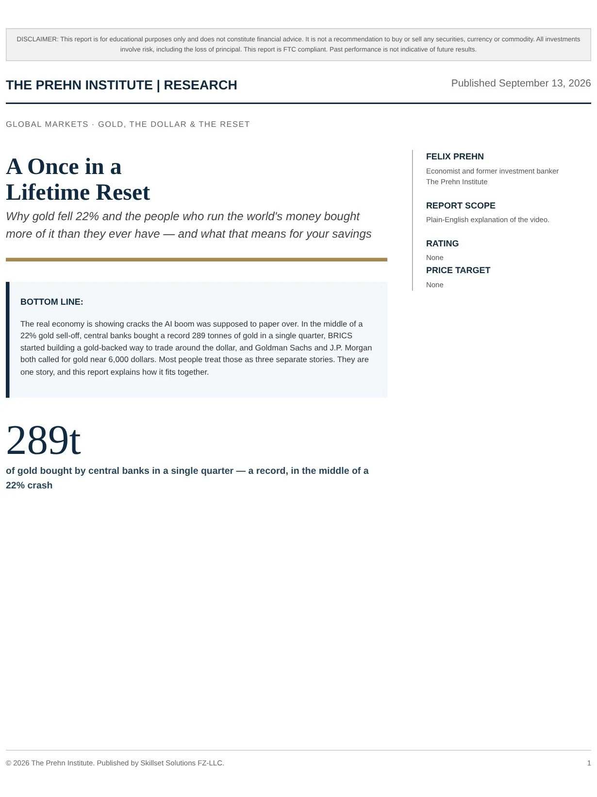 Cover of A Once in a Lifetime Reset