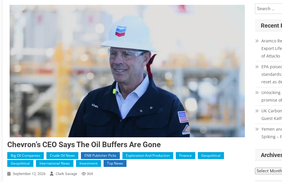 Headline reporting Chevron CEO Mike Wirth saying the oil buffers are gone